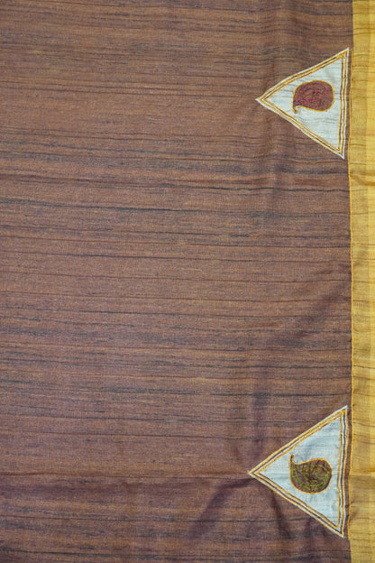 Semi Tussar Saree - Pyramid Mustard
