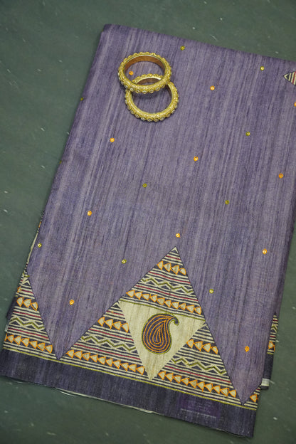 Semi Tussar Saree - Pyramid Purple