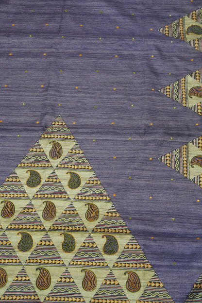 Semi Tussar Saree - Pyramid Purple
