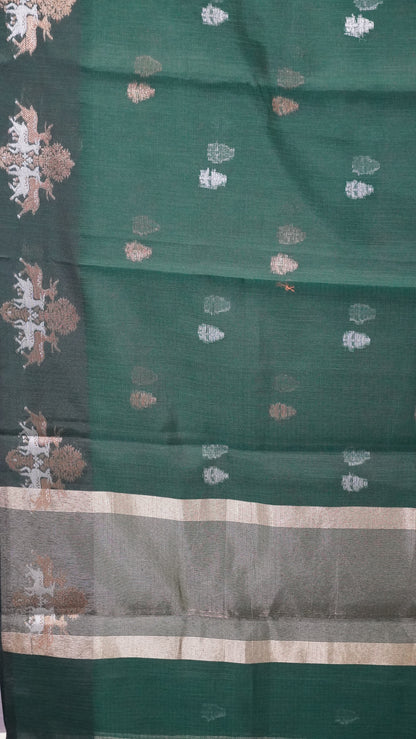 Art Zari Kota Deer Print - Bottle Green