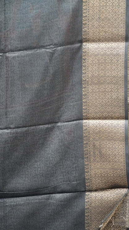 Dola Silk Saree Figure Print Grey