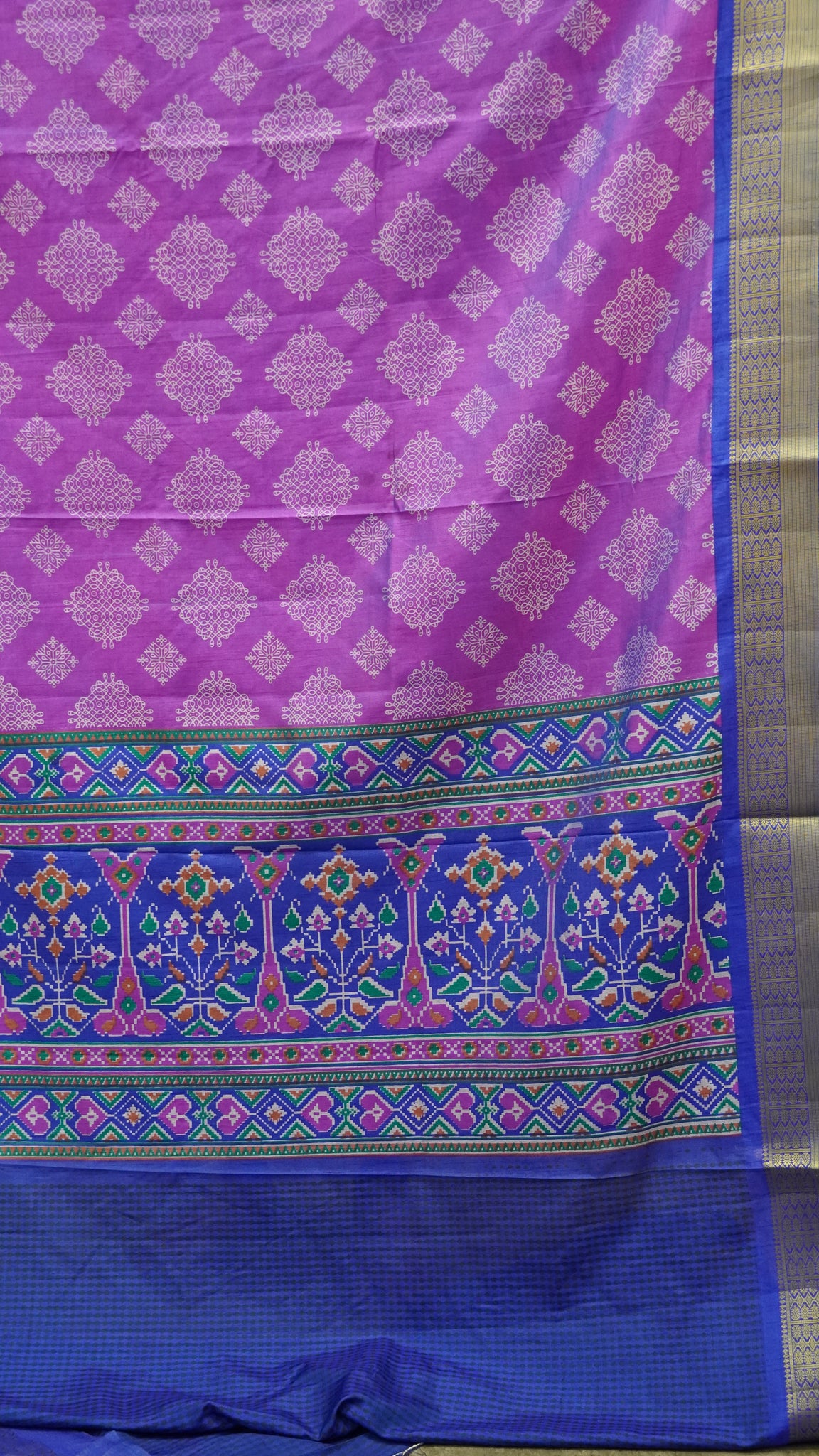 Semi Pattola Saree Kolam Print - Light Purple