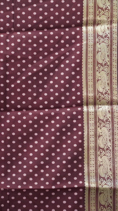 Malai Cotton Saree Mangalgiri Border - Onion Pink