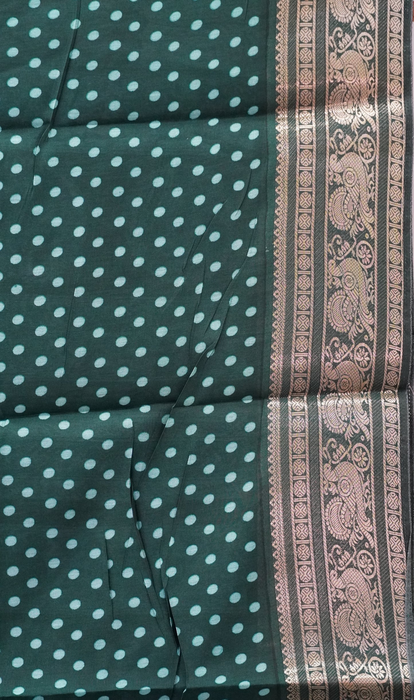 Malai Cotton Saree Mangalgiri Border - Green