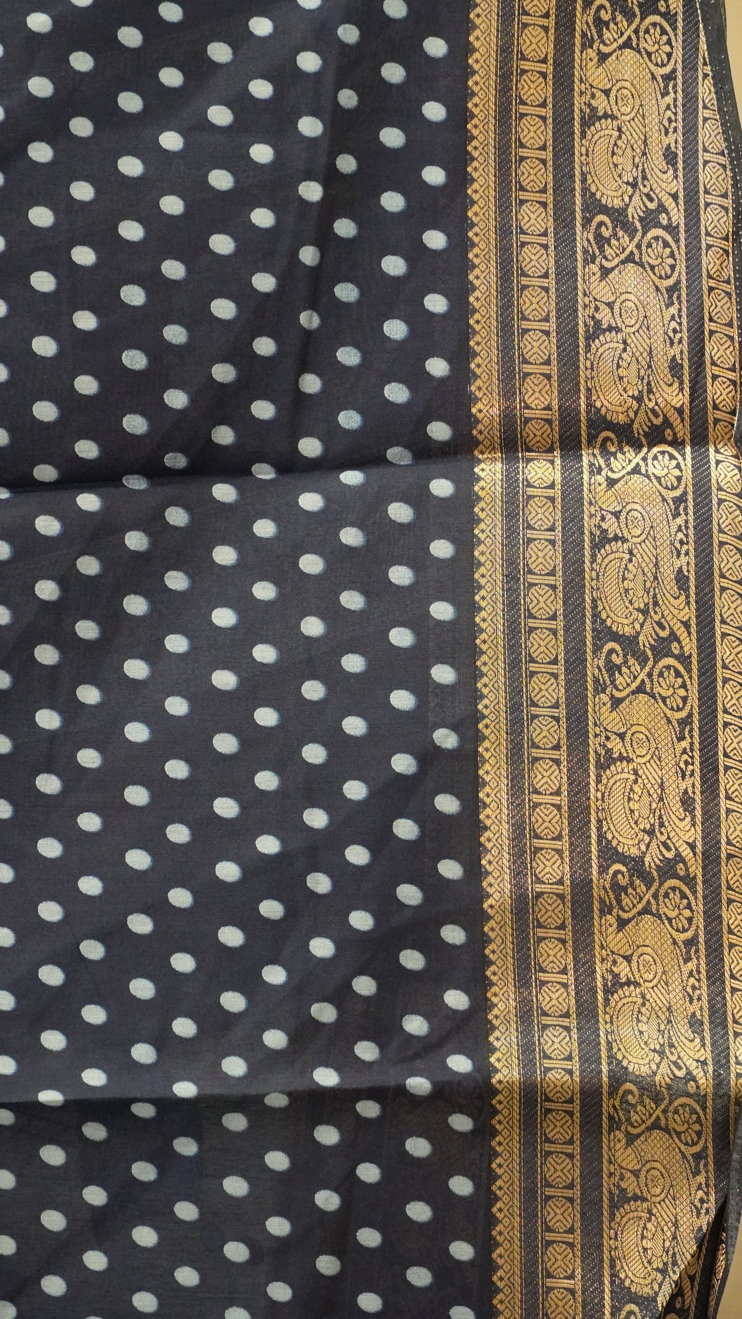 Malai Cotton Saree Mangalgiri Border - Blue