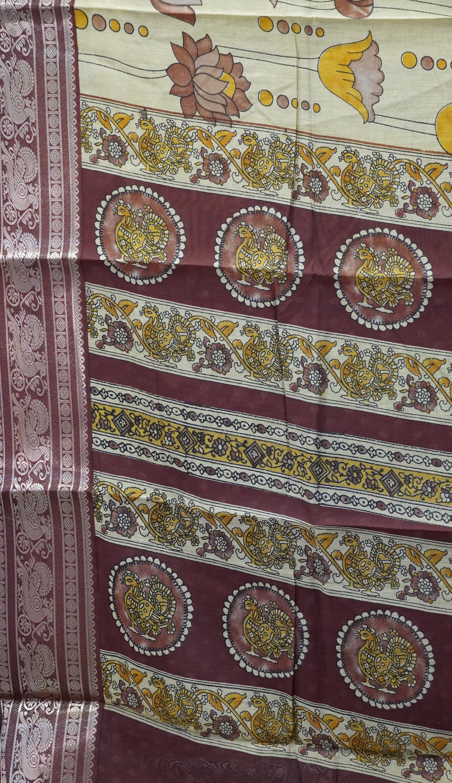 Malai Cotton Saree Mangalgiri Border - Olive Green