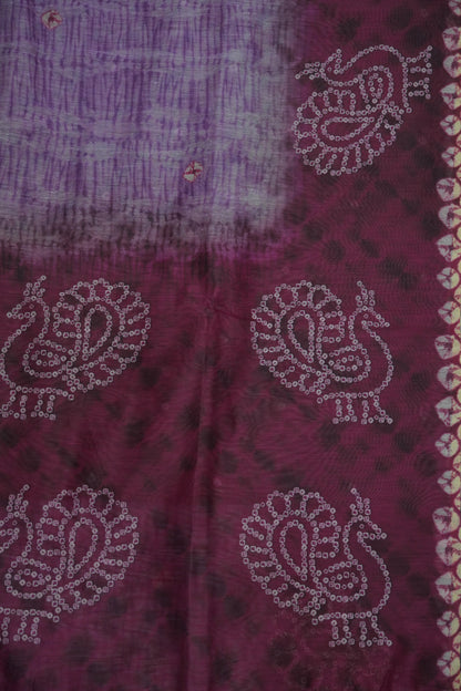 Mal Chanderi Saree - Bandhini Pattern Purple