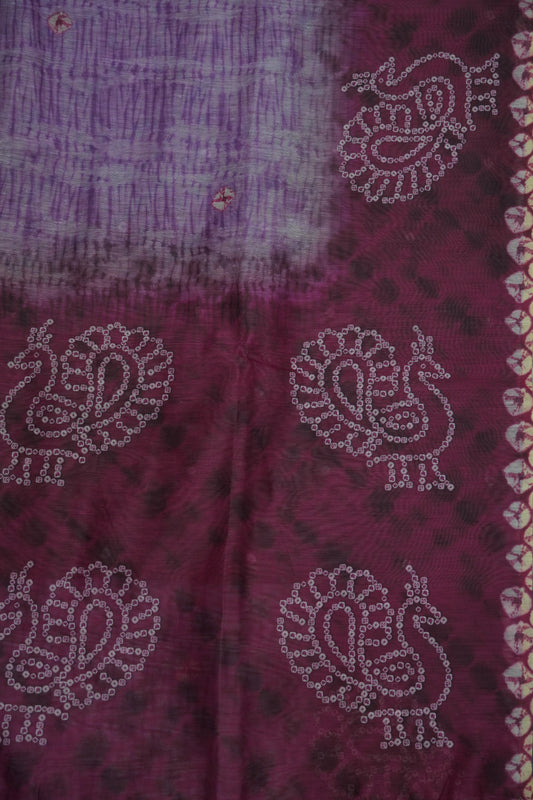 Mal Chanderi Saree - Bandhini Pattern Purple