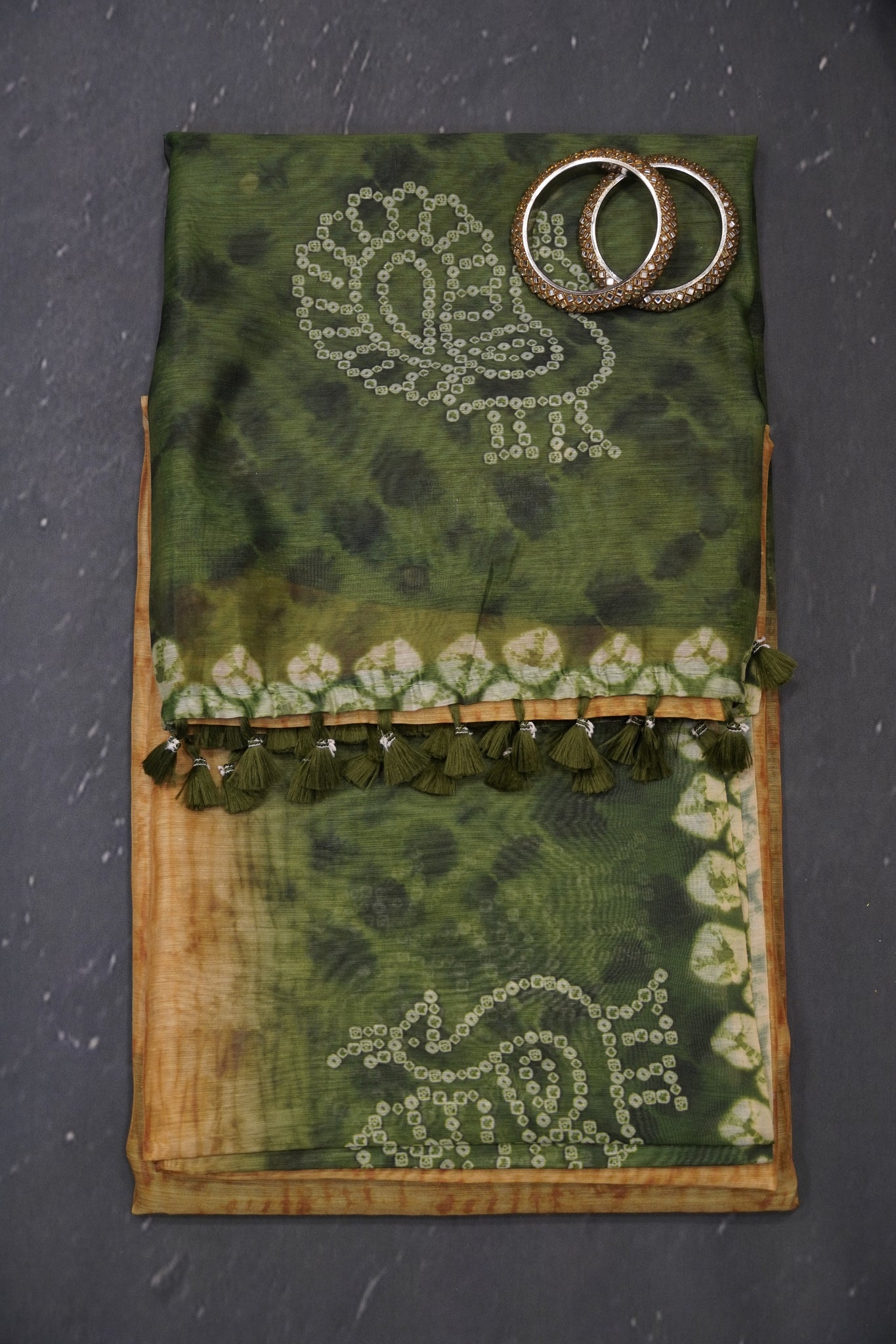 Mal Chanderi Saree - Bandhini Pattern Yellow