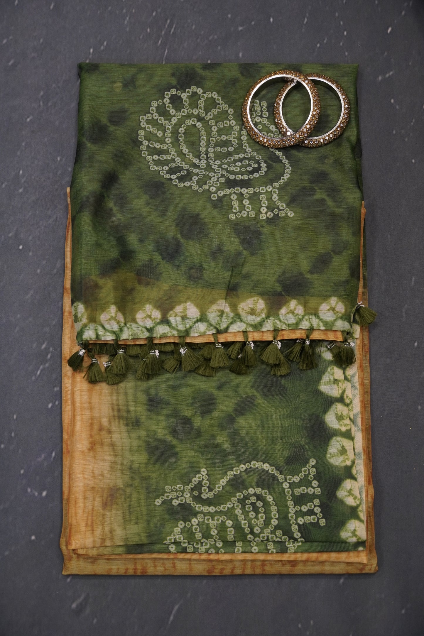 Mal Chanderi Saree - Bandhini Pattern Yellow