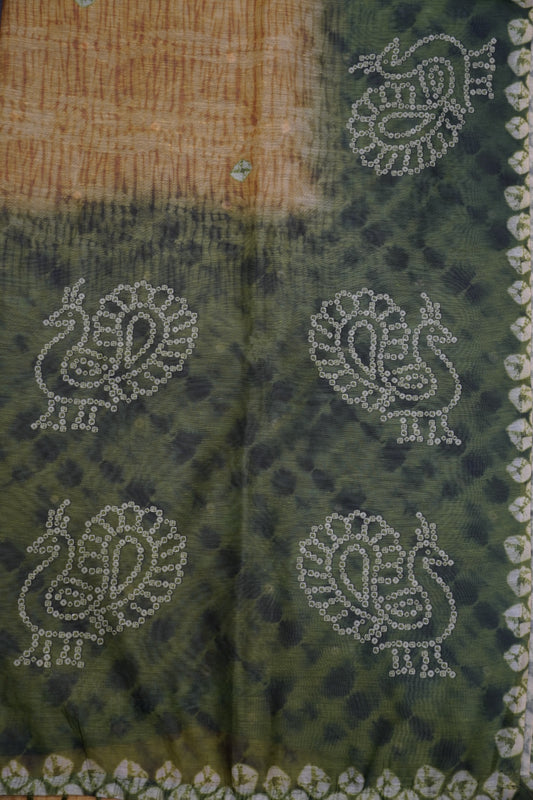 Mal Chanderi Saree - Bandhini Pattern Yellow