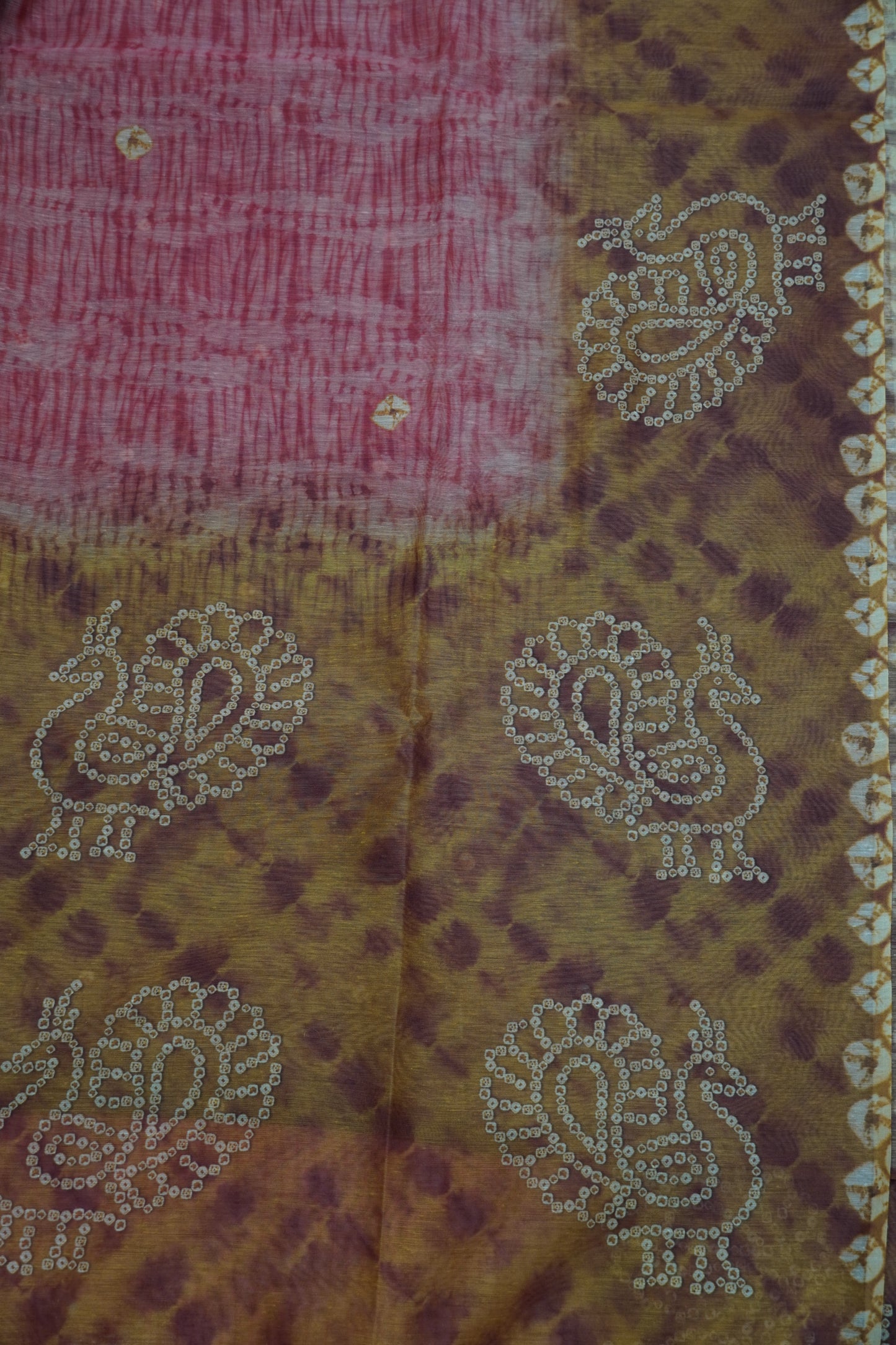 Mal Chanderi Saree - Bandhini Pattern Red