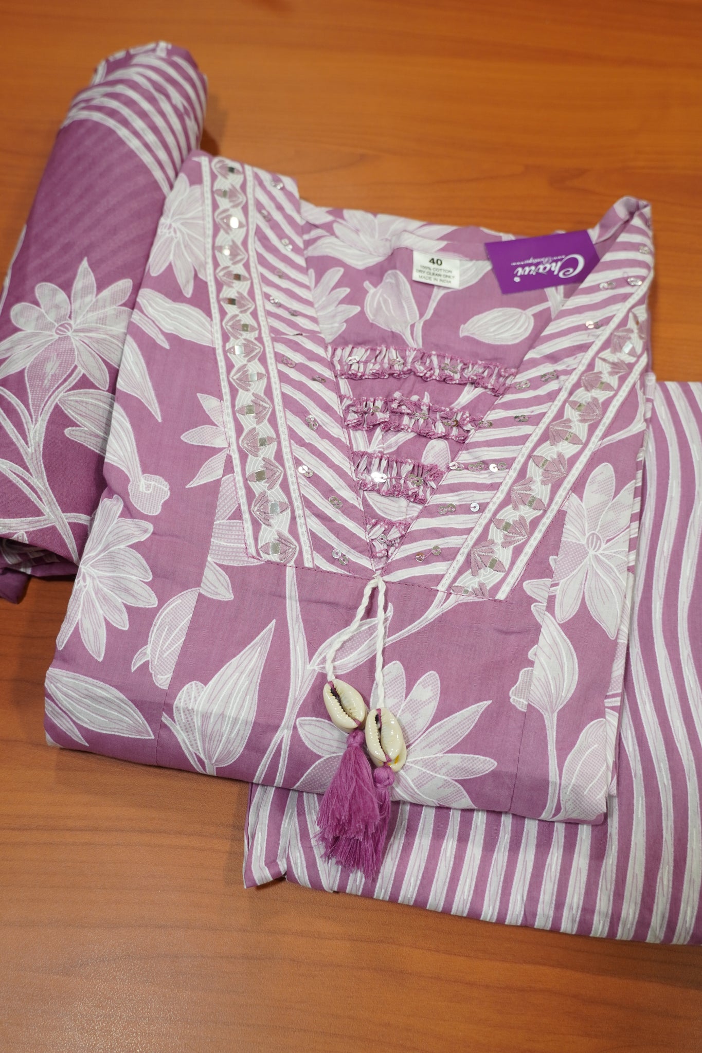 3 pcs salwar Set-Floral Pattern