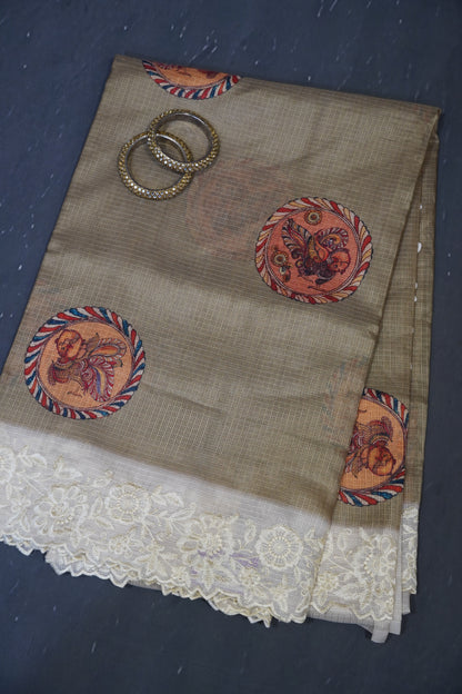 A Kota Saree - Embroidery Border - Elachi Green