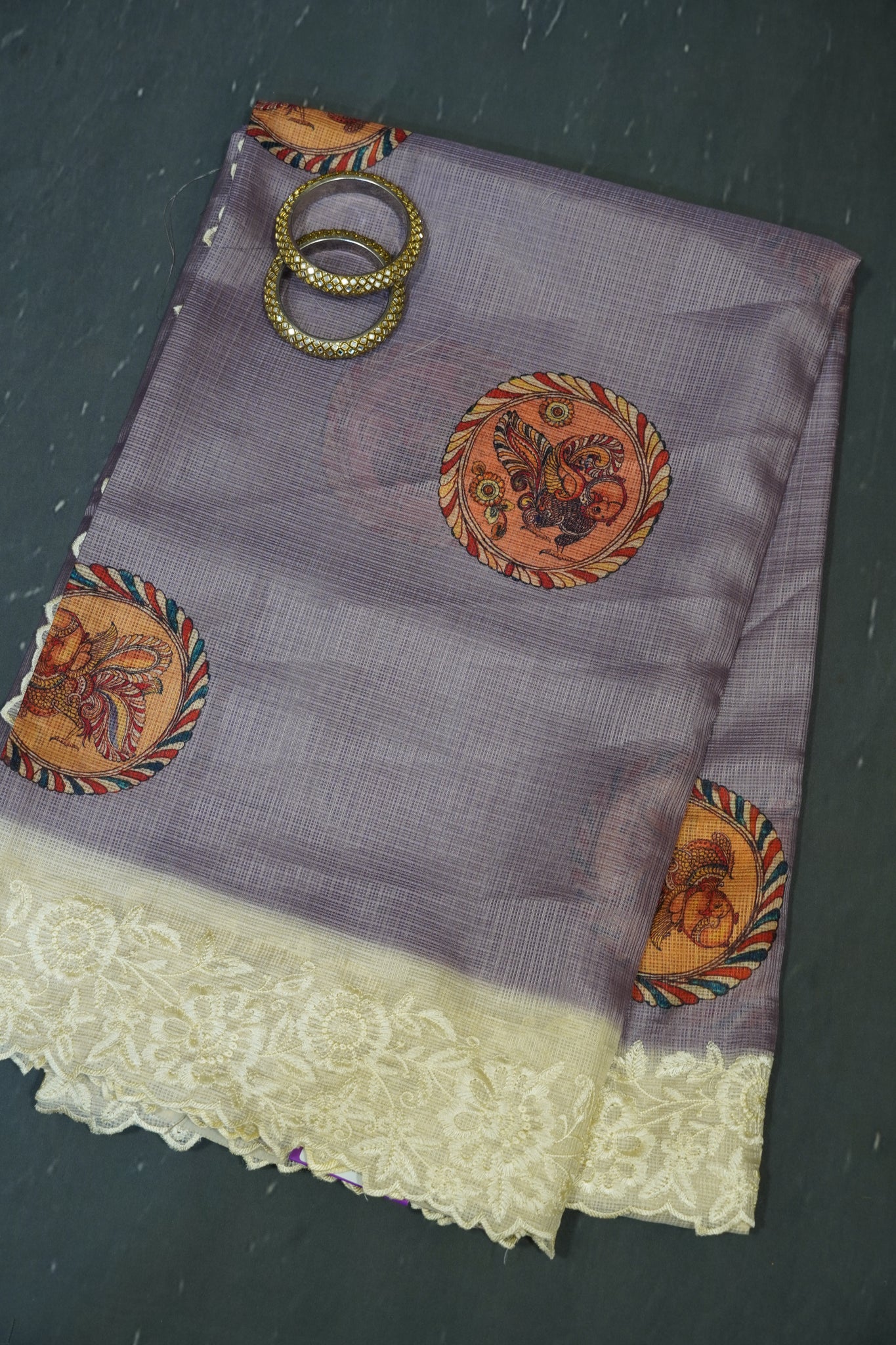 A Kota Saree - Embroidery Border - Light Purple