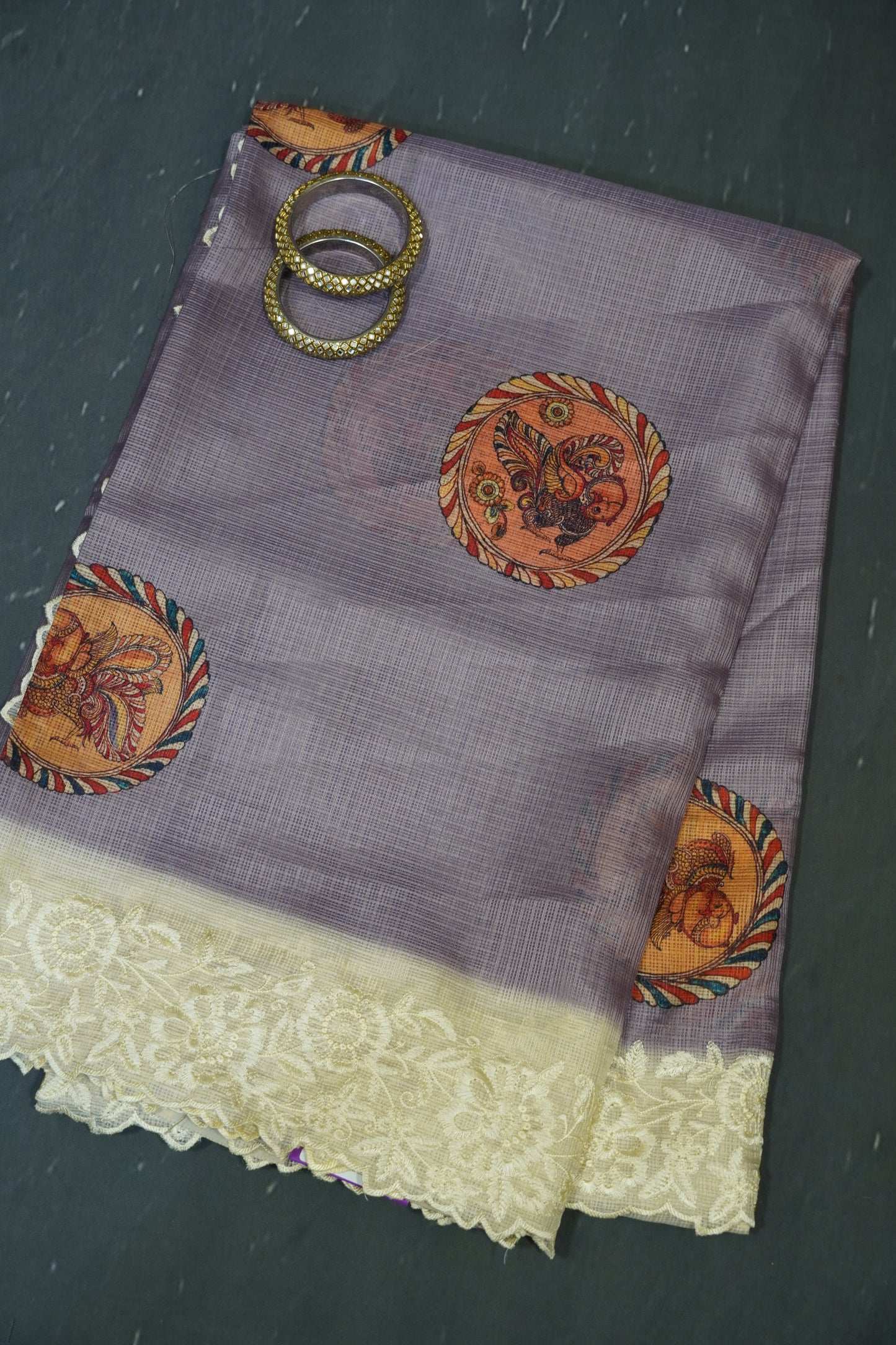 A Kota Saree - Embroidery Border - Light Purple
