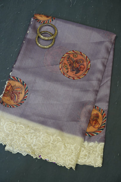A Kota Saree - Embroidery Border - Light Purple