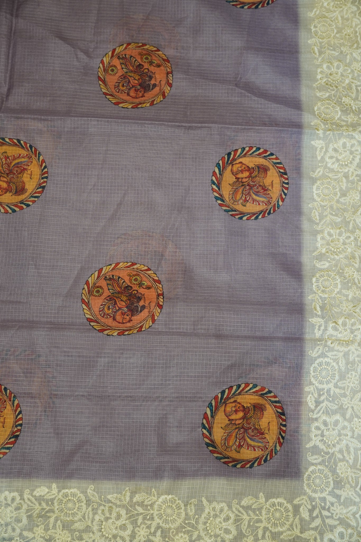 A Kota Saree - Embroidery Border - Light Purple