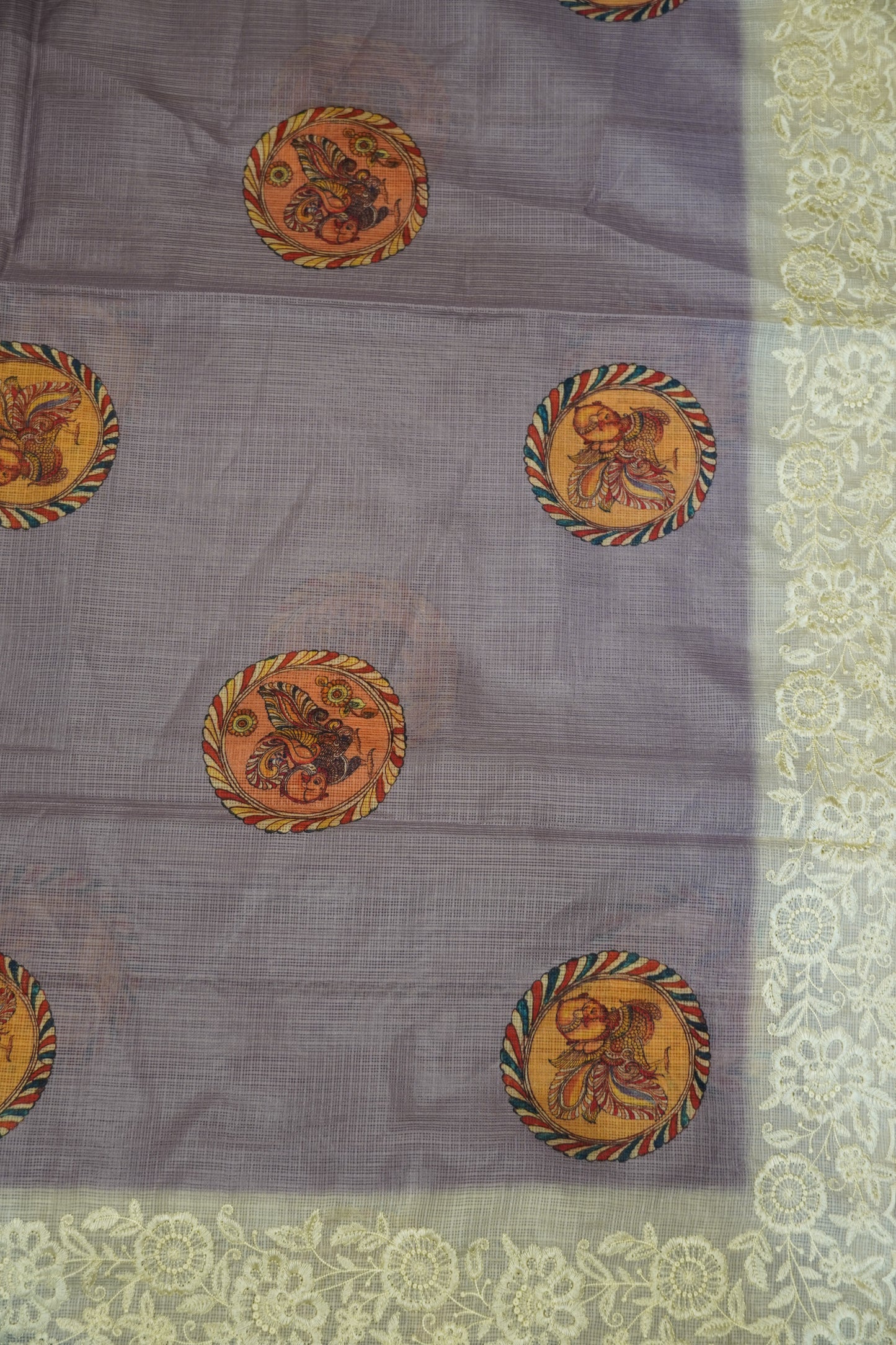 A Kota Saree - Embroidery Border - Light Purple