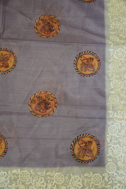 A Kota Saree - Embroidery Border - Light Purple