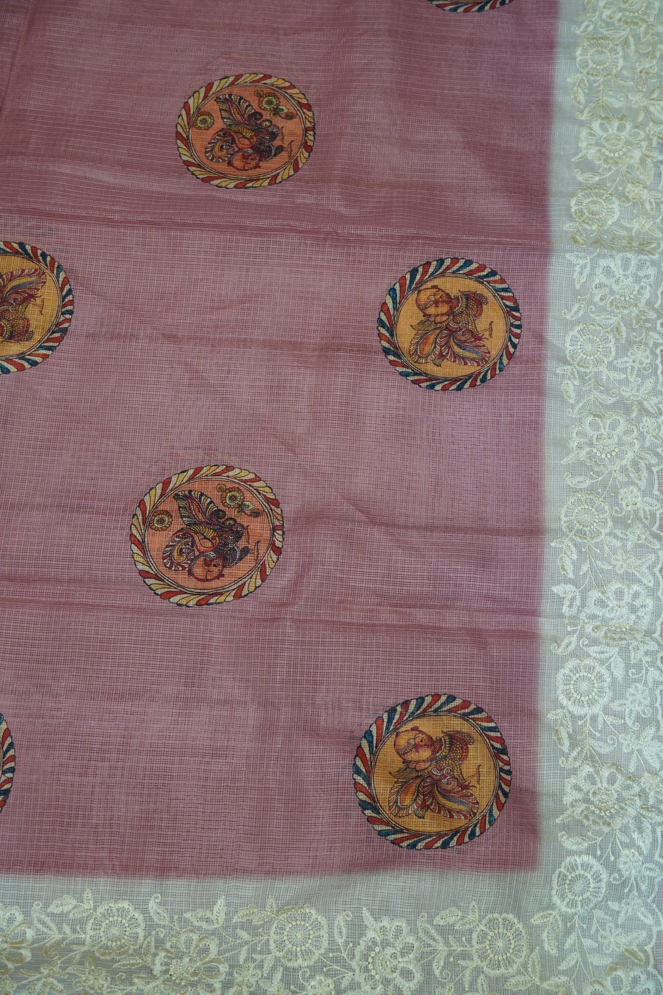A Kota Saree - Embroidery Border - Pastle Pink