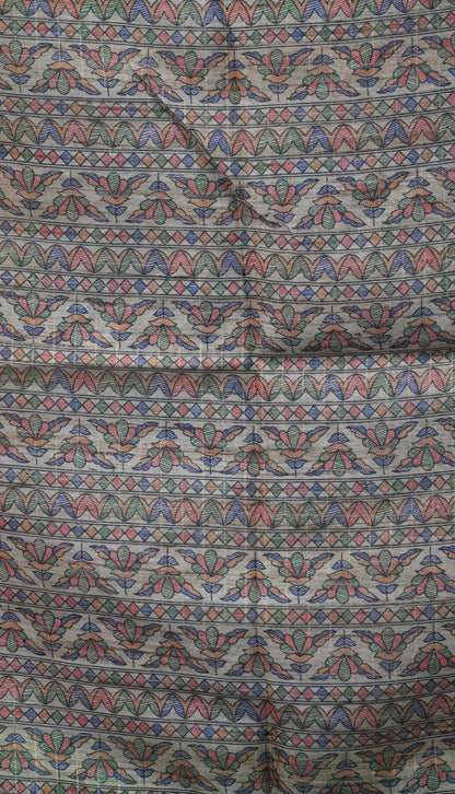 Semi Chanderi Saree Diamond Print - Green