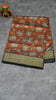 Semi Pattola Saree Pichwai & Floral Print with Black Border- Mustard thumbnail