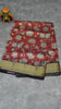 Semi Pattola Saree Pichwai & Floral Print with Black Border - Brown thumbnail