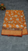Semi Pattola Saree Pichwait & Floral Print with Floral Border - Mustard to Brown thumbnail