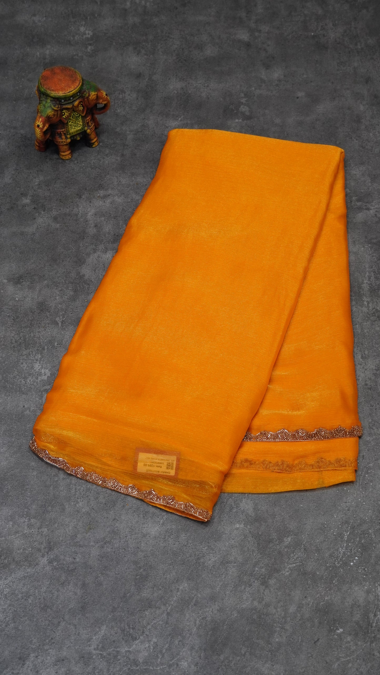 Designer Saree Running Pallu and Blouse - Mustard