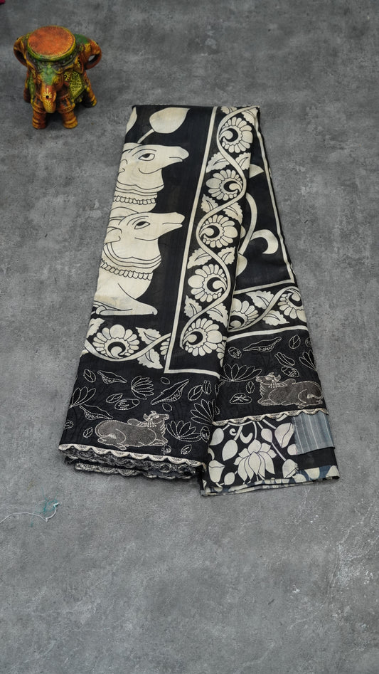 Tussar Saree Floral Print - Figure Print