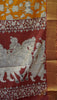 Semi Pattola Saree Pichwait & Floral Print with Floral Border - Mustard to Brown thumbnail