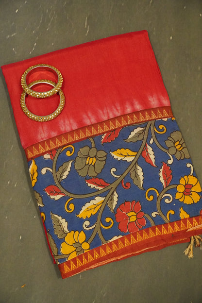 Kalamkari Silk Saree - Red