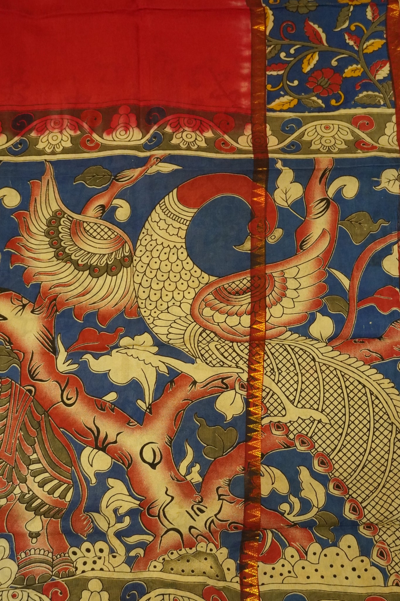 Kalamkari Silk Saree - Red