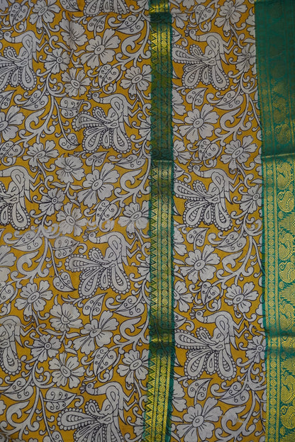 Kalamkari Silk Saree - Green