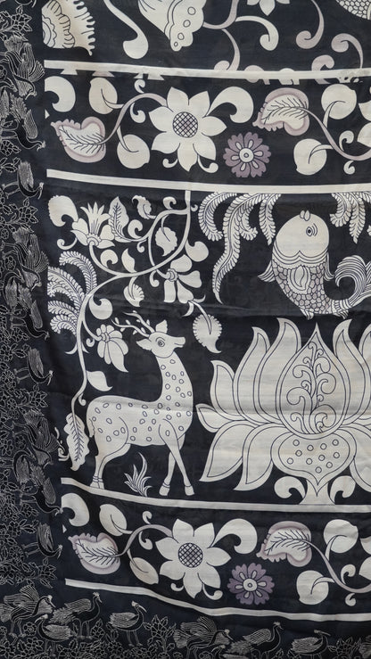 Tussar Saree Floral Print - Figure Print