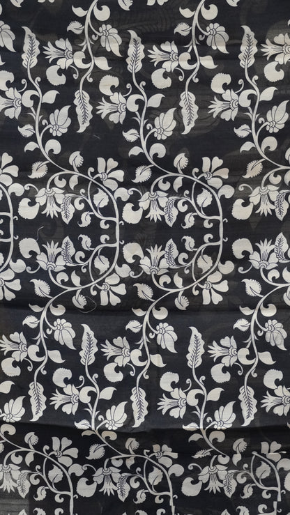 Tussar Saree Floral Print - Figure Print