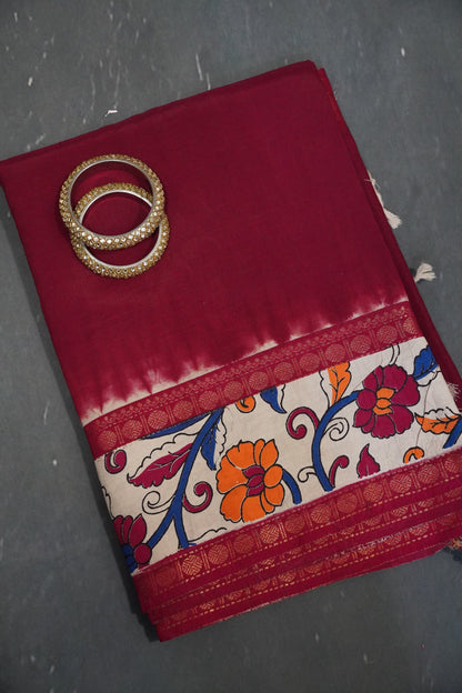 Kalamkari Silk Saree - Maroon