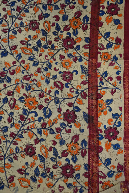 Kalamkari Silk Saree - Maroon