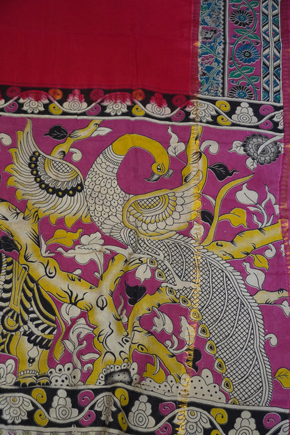 Kalamkari Silk Saree - Red