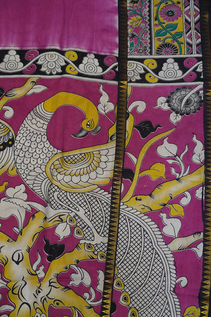 Kalamkari Silk Saree - Pink