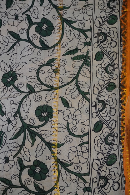 Kalamkari Silk Saree - Orange