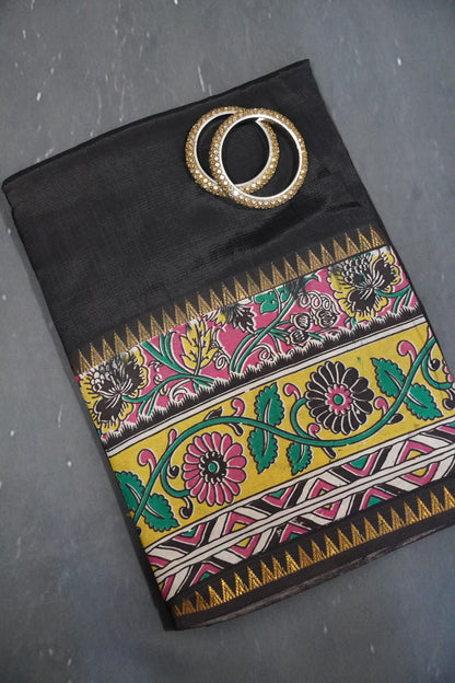 Kalamkari Silk Saree -Black