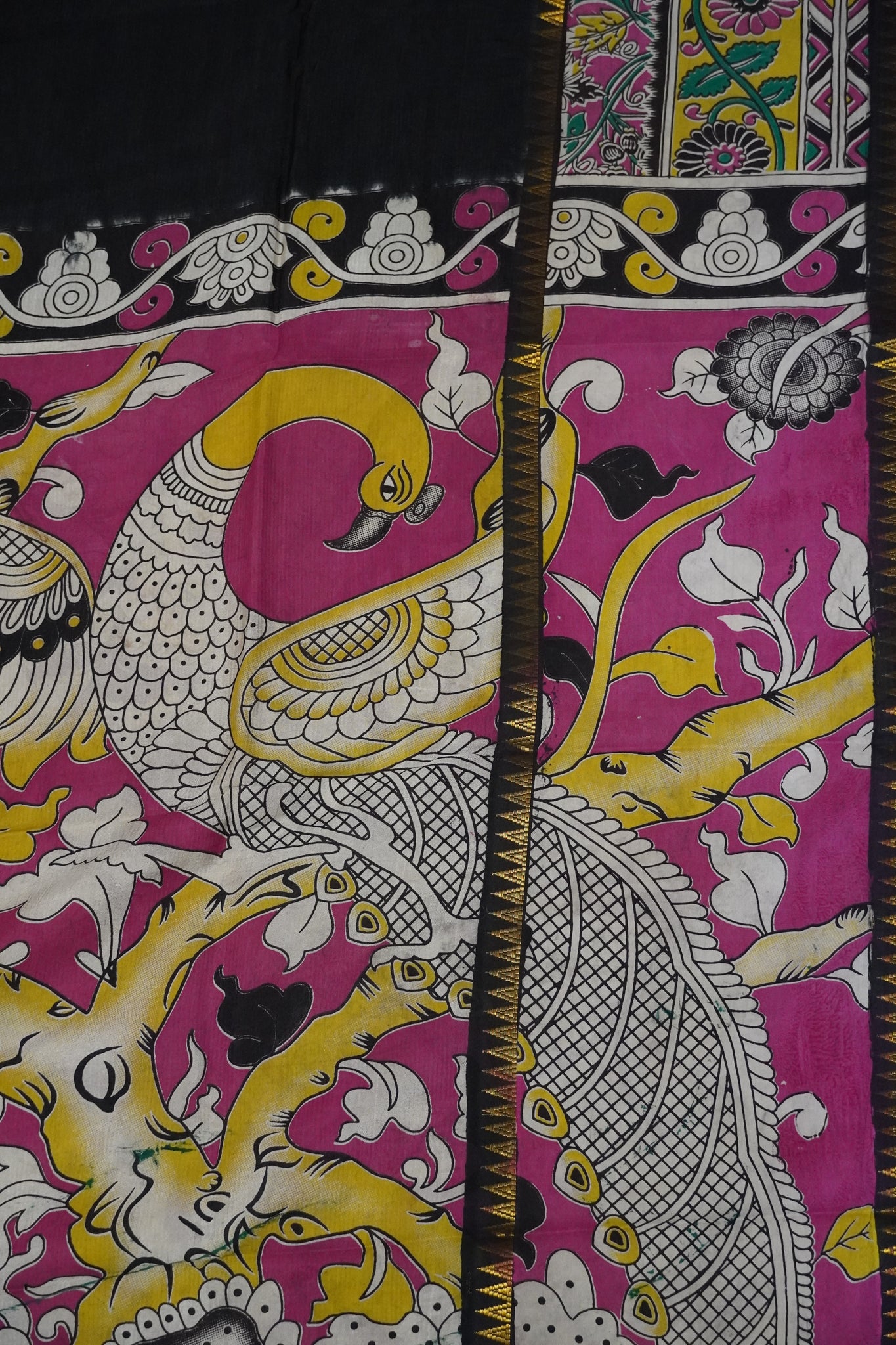 Kalamkari Silk Saree -Black