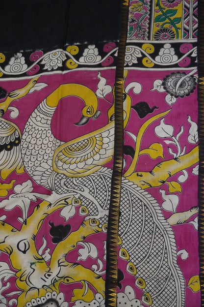 Kalamkari Silk Saree -Black