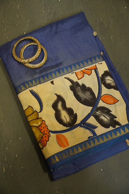 Kalamkari Silk Saree -Blue