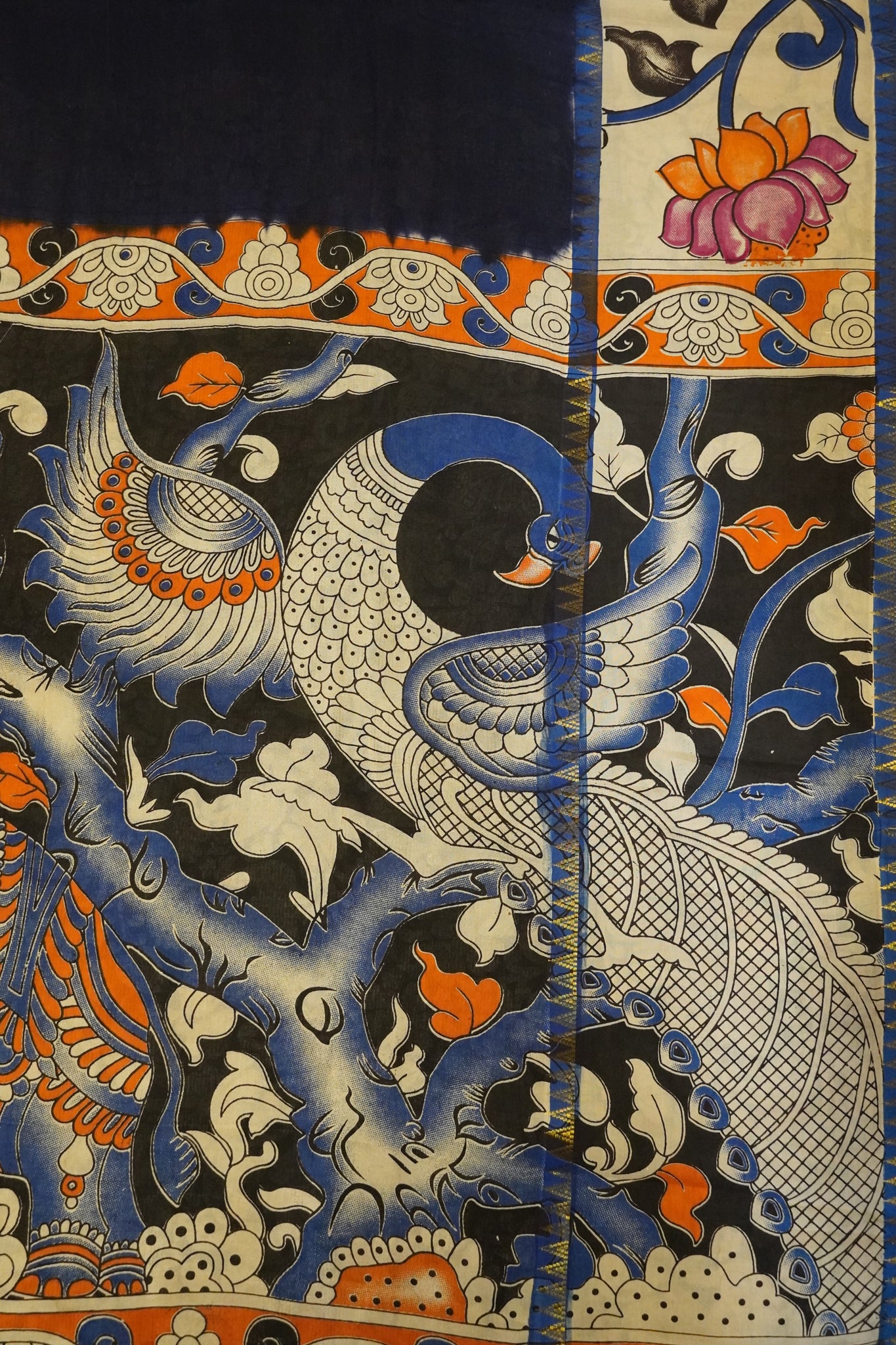 Kalamkari Silk Saree -Navy Blue