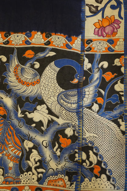 Kalamkari Silk Saree -Navy Blue