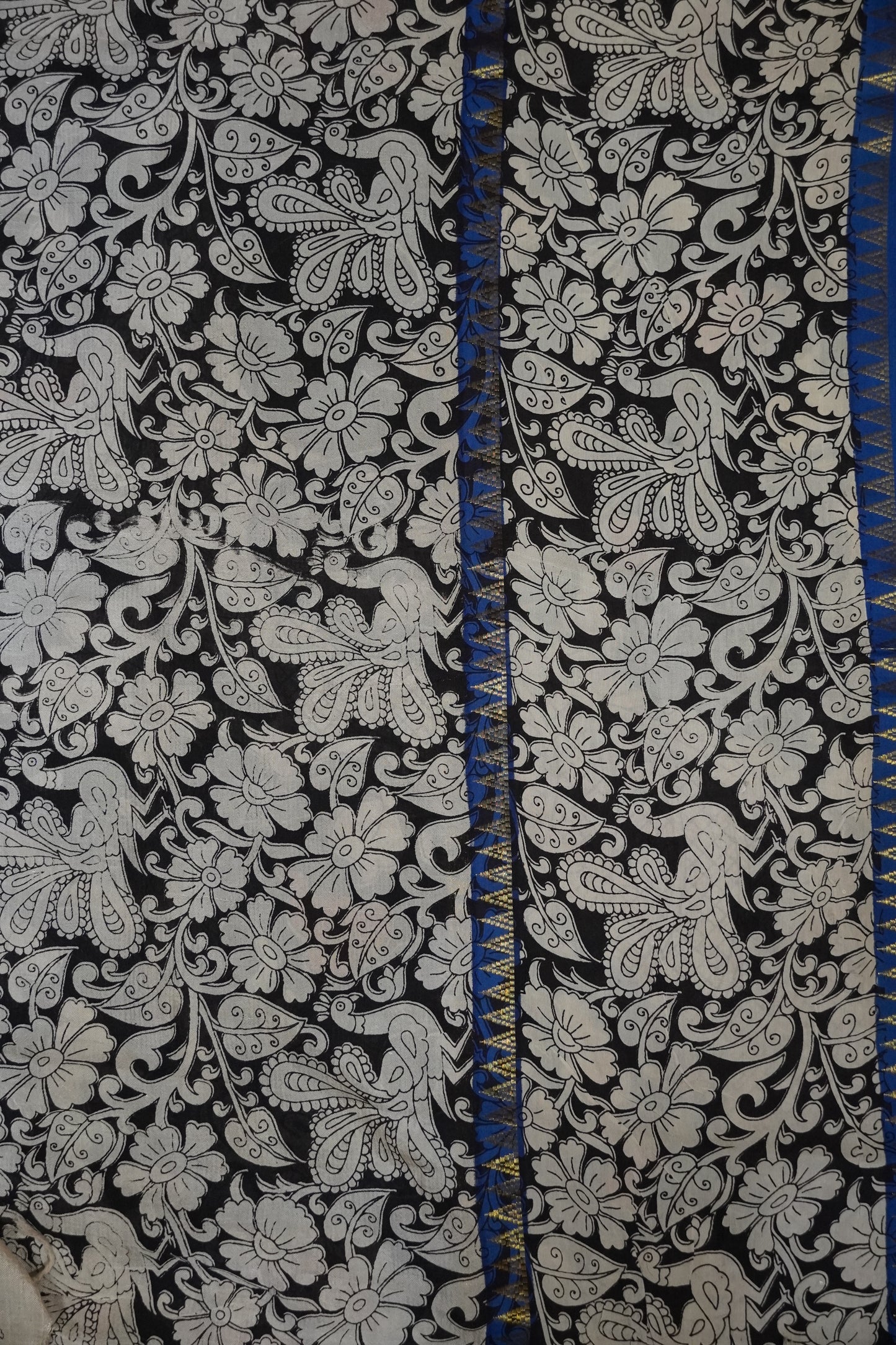 Kalamkari Silk Saree -Navy Blue