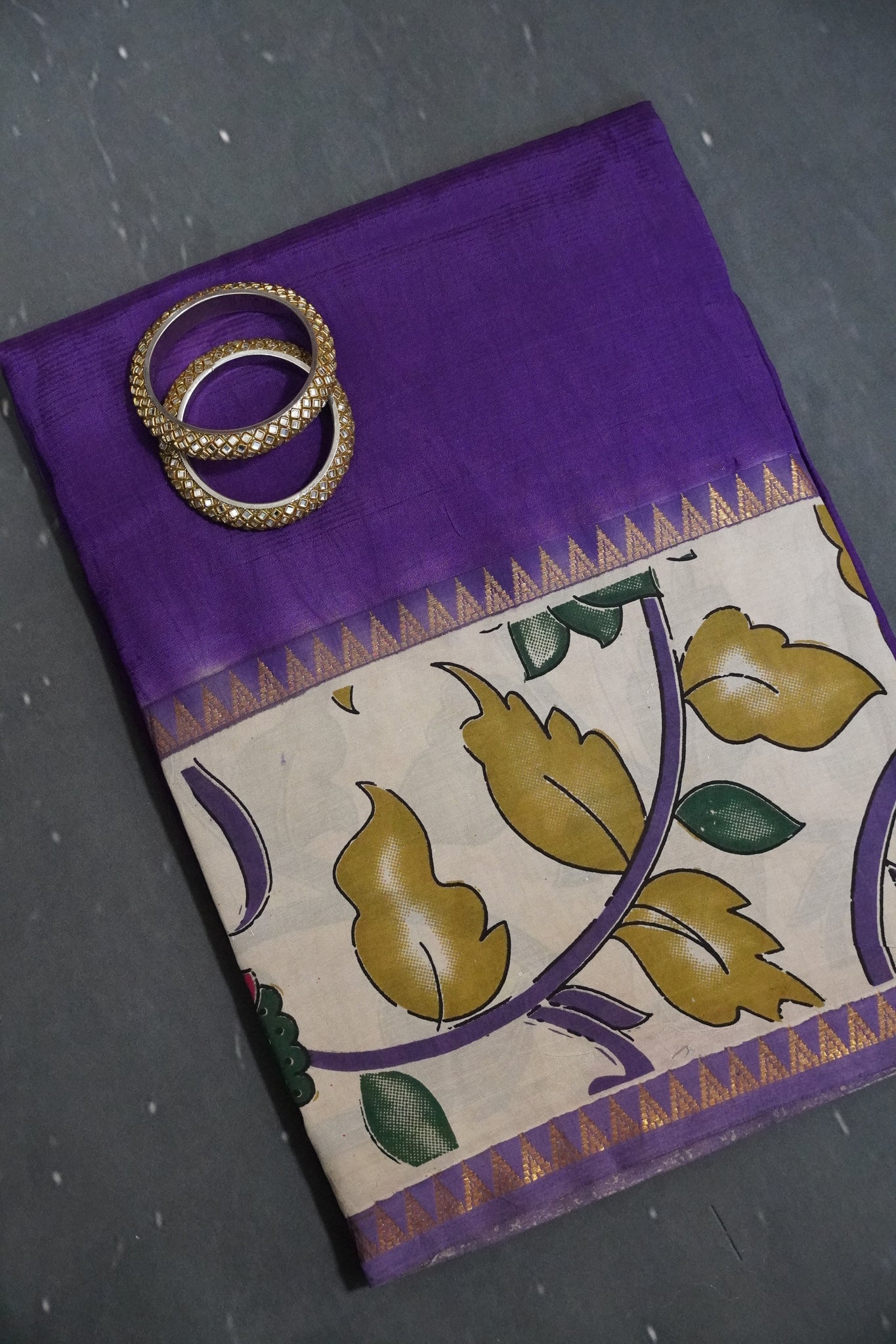 Kalamkari Silk Saree - Purple